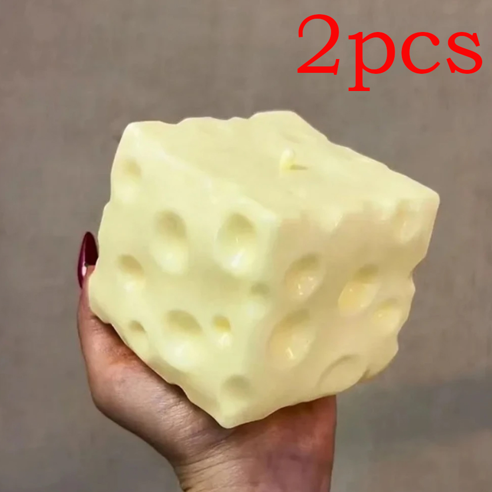 ◑Jumbo Cheese Cube Stress Ball - Fidget Cube Original recension och pris