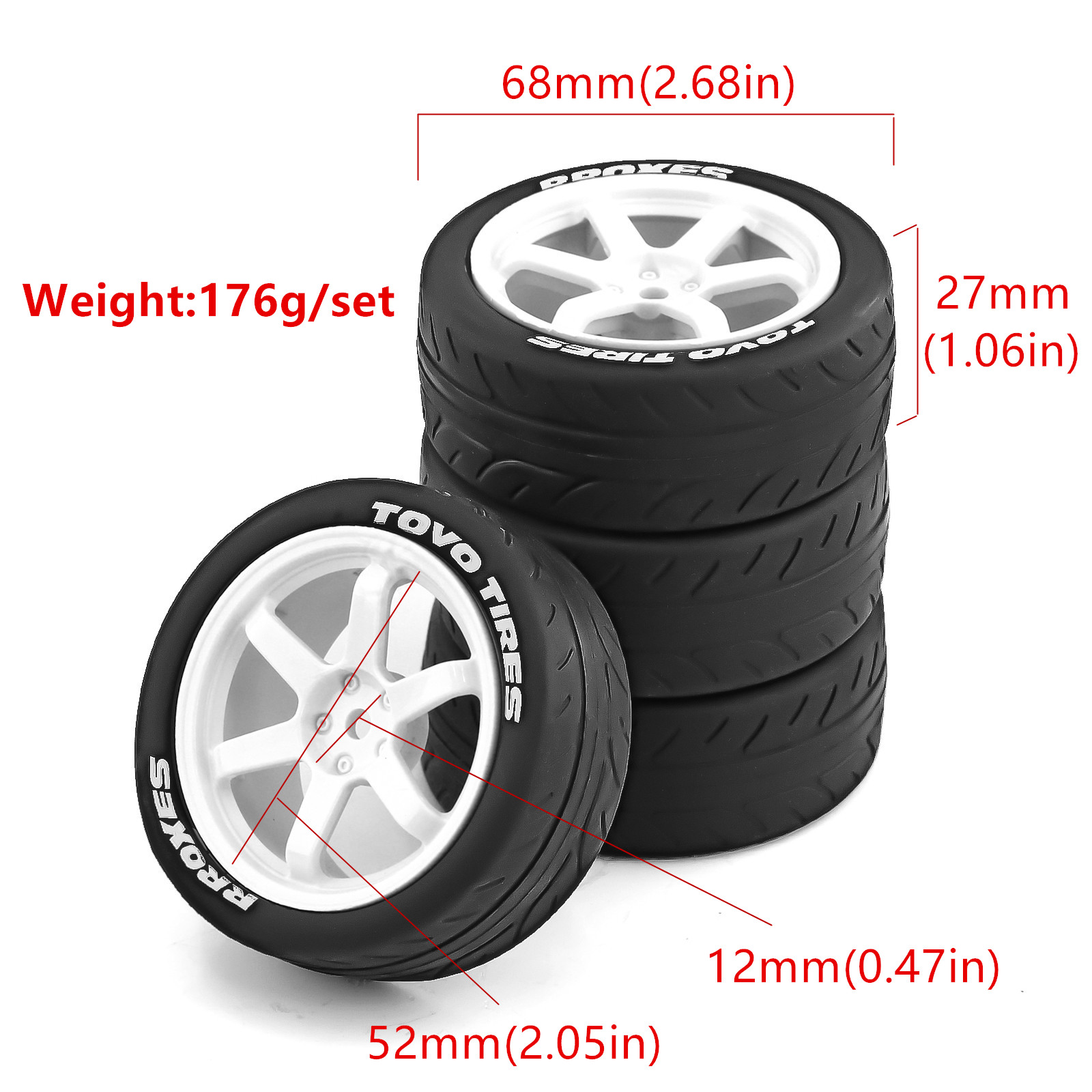 1/10 RC On Road Tires Rubber R - Tamiya Model Rc Car recension och pris
