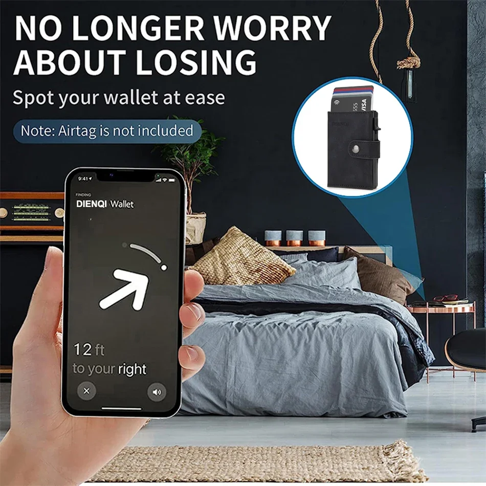Rfid Leather Airtag Men Wallet - Card Top Loader recension och pris
